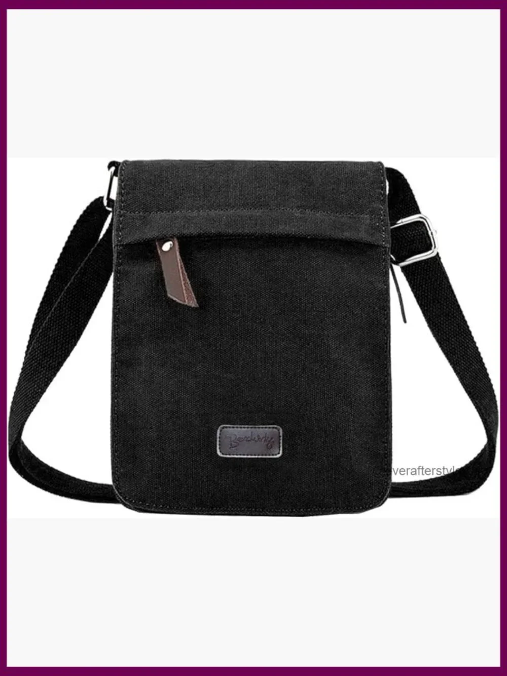 Canvas Leather Messenger Crossbody Bag with Adjustable Strap Organizer